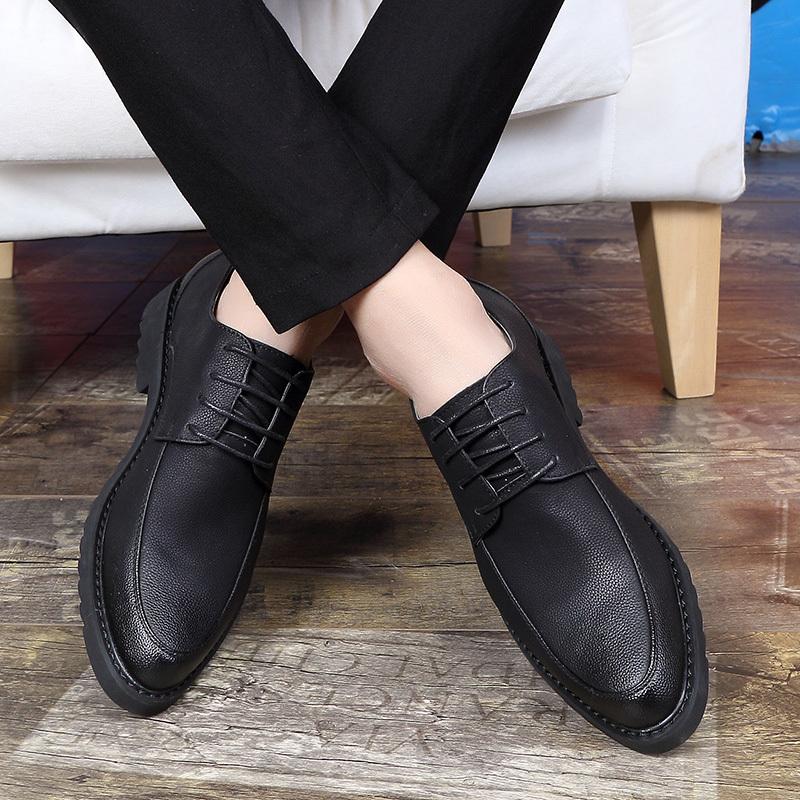 Loafers Pointed Toe Thick Sole Soft Platform Male Casual Shoe Office Moccasin Men's Leather Shoes In Promotion Shipping Free New