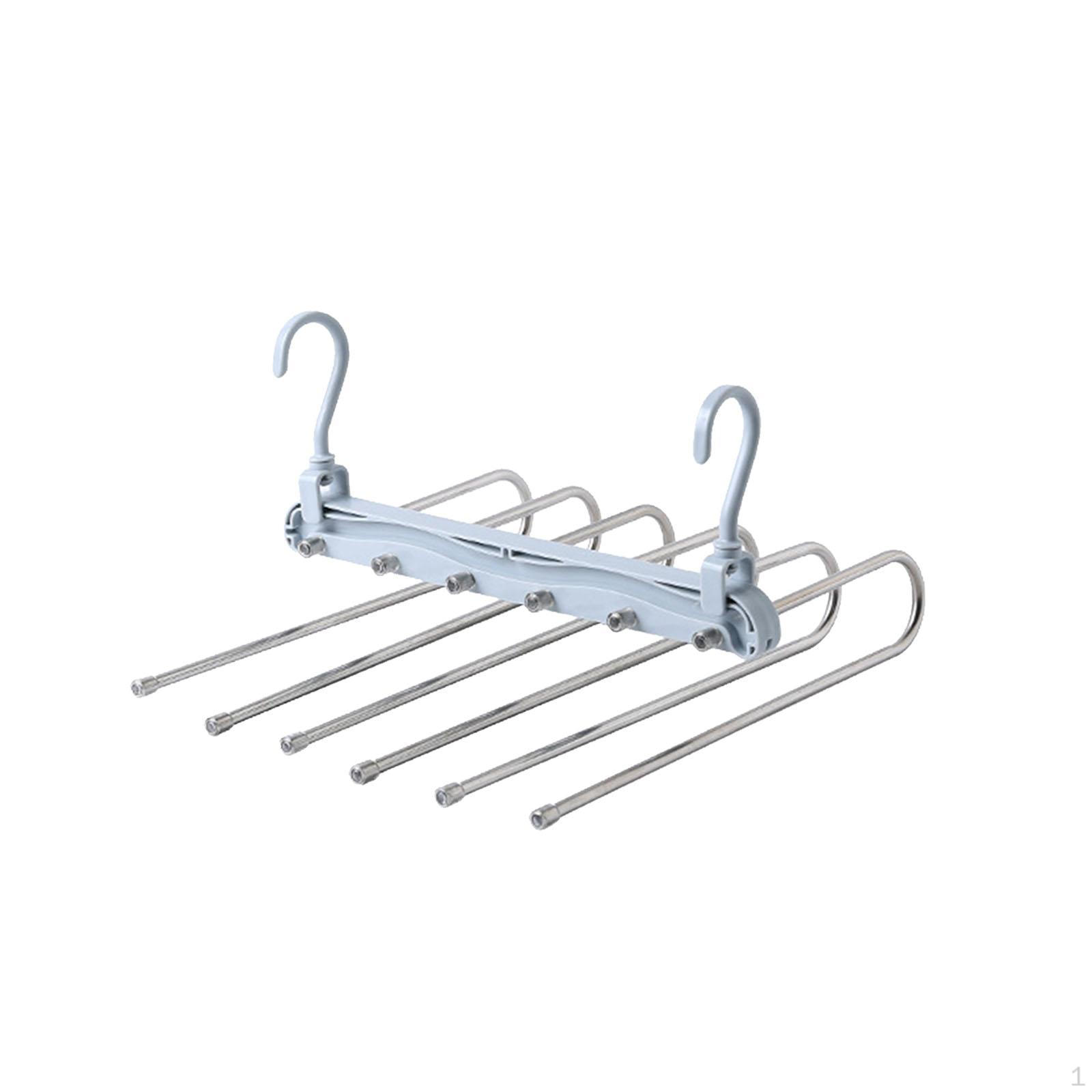 

Вешалка для брюк, складная стойка, экономящая место, органайзер для гардероба, 6 слоев брюк синий