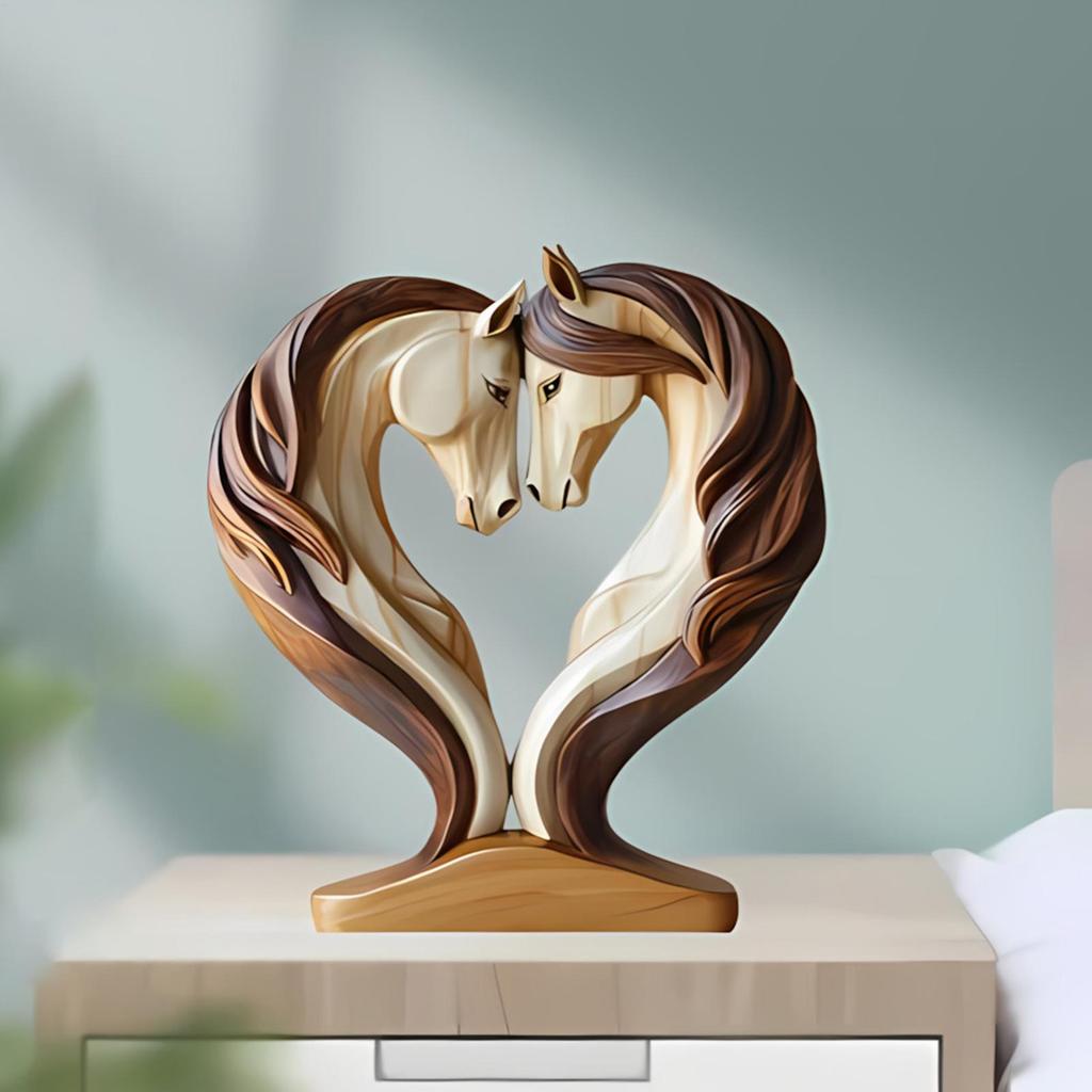 Creative Horse Figurine 2D Wooden Horse dependent statue Snuggle Pose Animal Sculpture Desktop Decoration Ornament home Decor