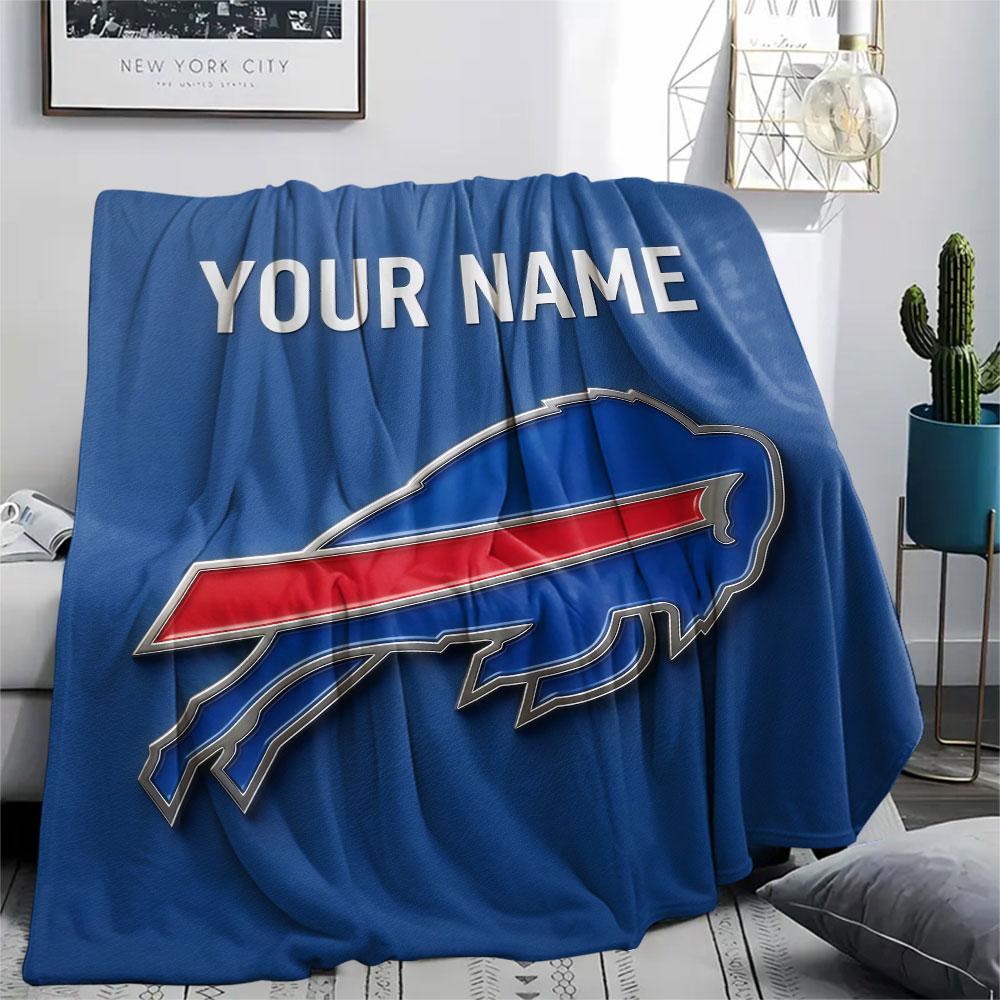 Custom Name,Buffalo Bills Printed Flannel Blanket, soft throw for bedroom sofa, washable, Christmas present, great gift.