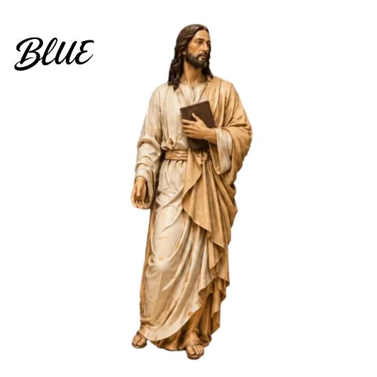 Small Religious Figurines for Shelves Jesus Reading Book Resin Figurine Statue Bookshelf Mantel Prayer Inspirational Study Room Decor Nook