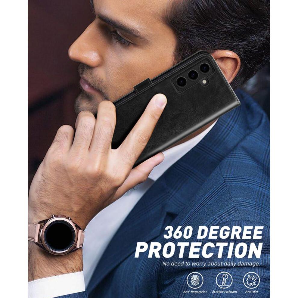 Compatible with Samsung Galaxy S24 Case, Premium PU Leather Wallet Phone Case with [Card Holder][RFID Blocking][TPU