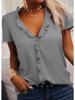 Solid Color Spring Summer Shirt Women's Ruffled Top Short Sleeve
