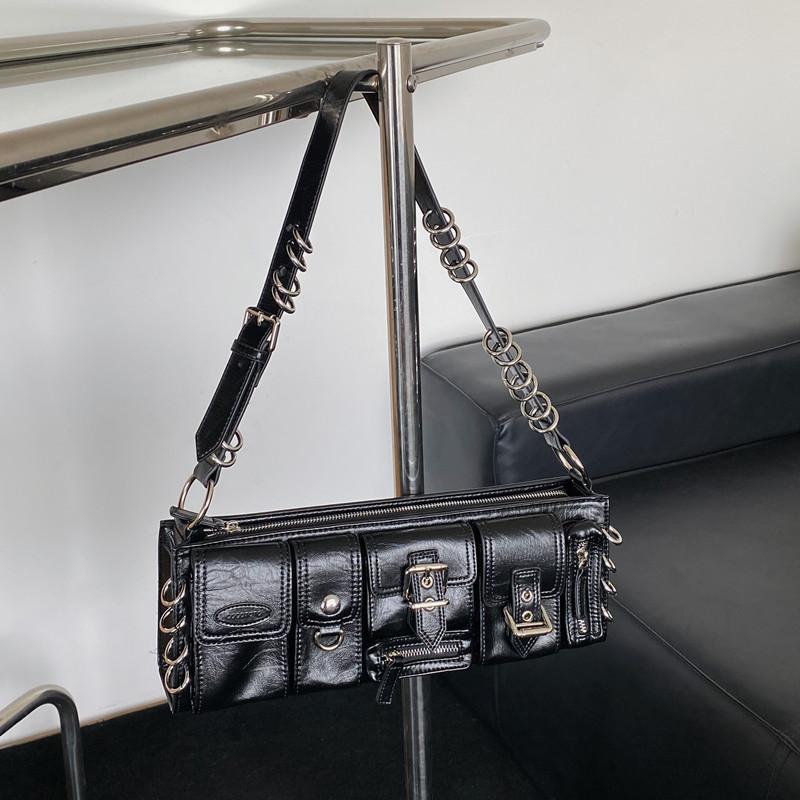 Women's Half-moon Leather Bag Shoulder Crossbody Bag with Spade Luxury Designer Armpit Bags Hobo Style Vintage