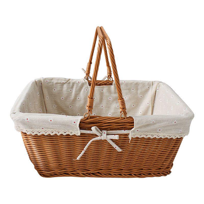Outdoor Woven Rattan Storage & Picnic Basket with Lid – Ideal for Shopping, Gifts, Eggs & More