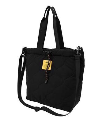 KiU Padded Drawstring Tote Bag Large Shoulder Black - Waterproof, Water-repellent, Quilted, Capacity, Strap, Drawstring, Simple, Stylish, Cute,