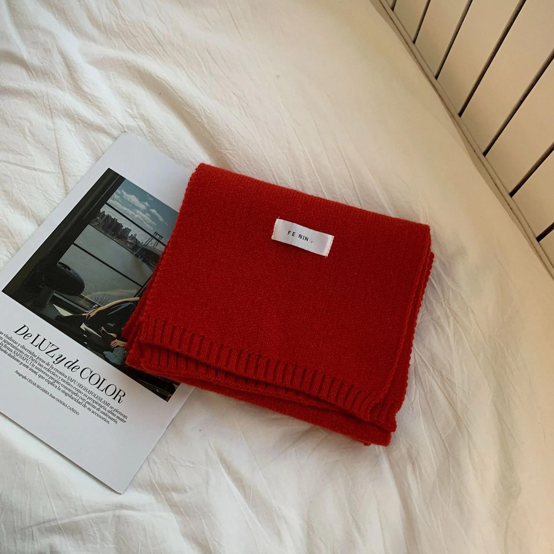 

Женский шарф из смеси кашемира, женский зимний теплый утолщенный роскошный однотонный платок, женский теплый толстый шерстяной шейный платок, одеяло