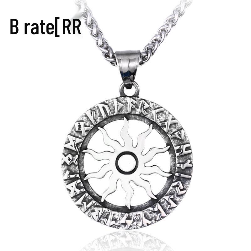 

Скандинавские руны Подвеска из нержавеющей стали - Мужское ретро ожерелье из титановой стали