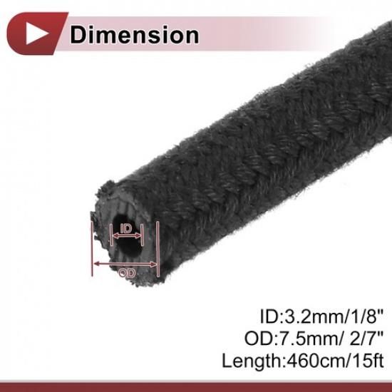 Fuel Line Hose 18"(ID) 27"(OD) 15ft Nylon Braided for Car