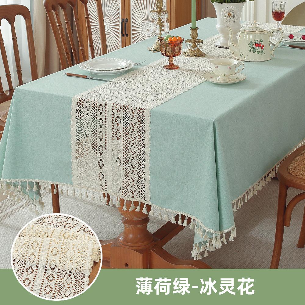 Popular Household Dining Table Tablecloth Decoration Imitation Cotton And Linen Coffee Table Towel Square Hollow Embroidered Tablecloth