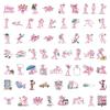 Pink Panther Glossy Stickers: 60 Sheets - Korean Cartoon Decals for Suitcase, Laptop, Motorcycle
