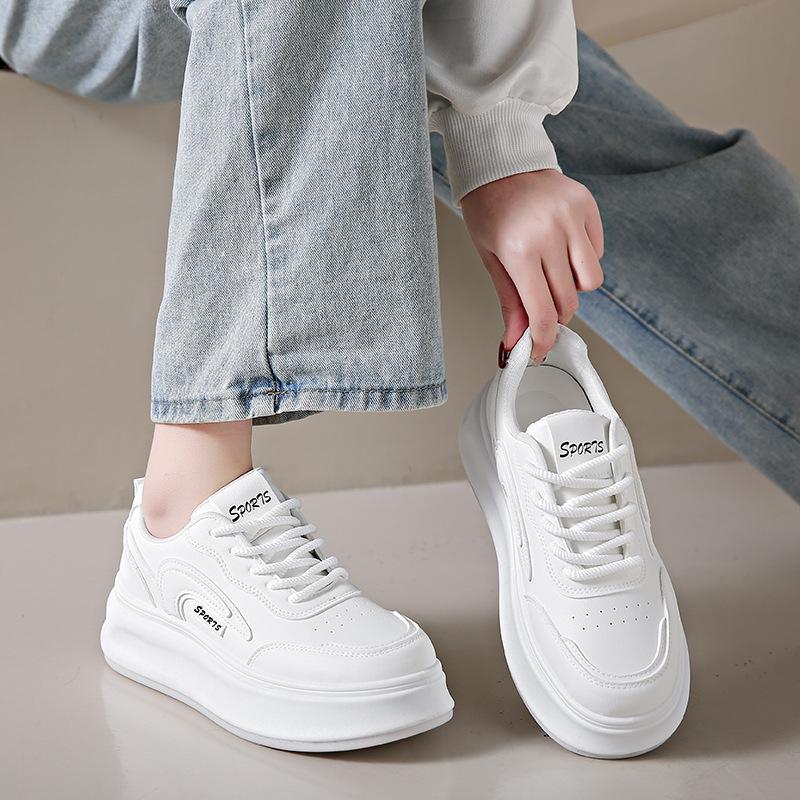 Spring white shoes new is student thick-soled heightening sports board shoes casual muffin shoes