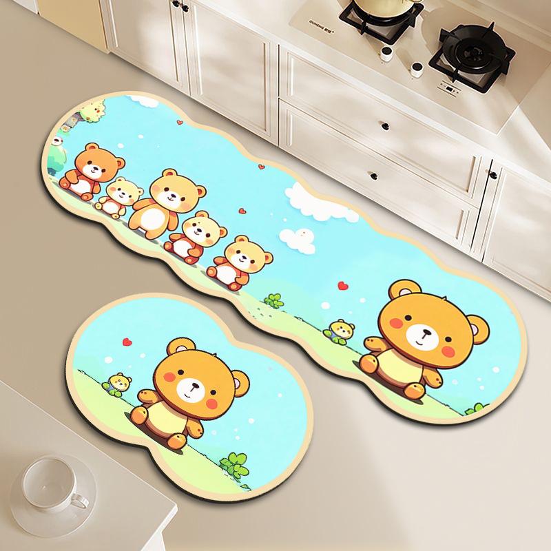Diatom Mud Bathroom Non-slip Floor Mat Cartoon Cute Door Mat Bathroom Quick-drying Water-absorbing Mat Kitchen Oil-absorbing Mat