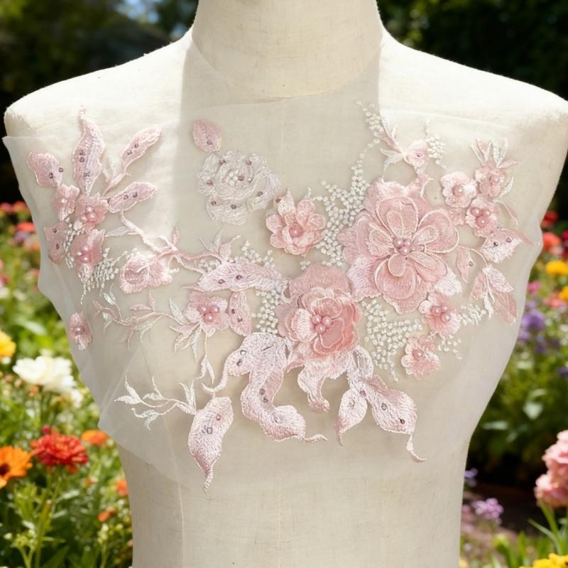 Embroidered Sequins Flower Applique Patches for Clothing Bags Handcraft Decoration Polyester Materials