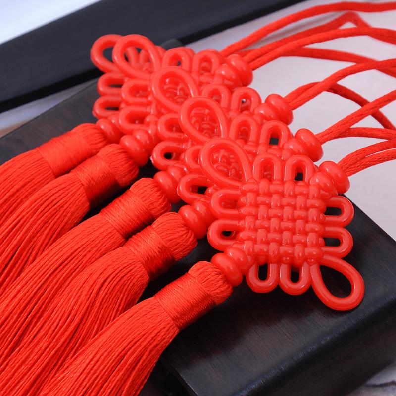5pcs 24cm New Acrylic Plastic Chinese Tassel Small Big Red Festive Tassel Spring Festival Decoration Chinese Knot Car Hitch