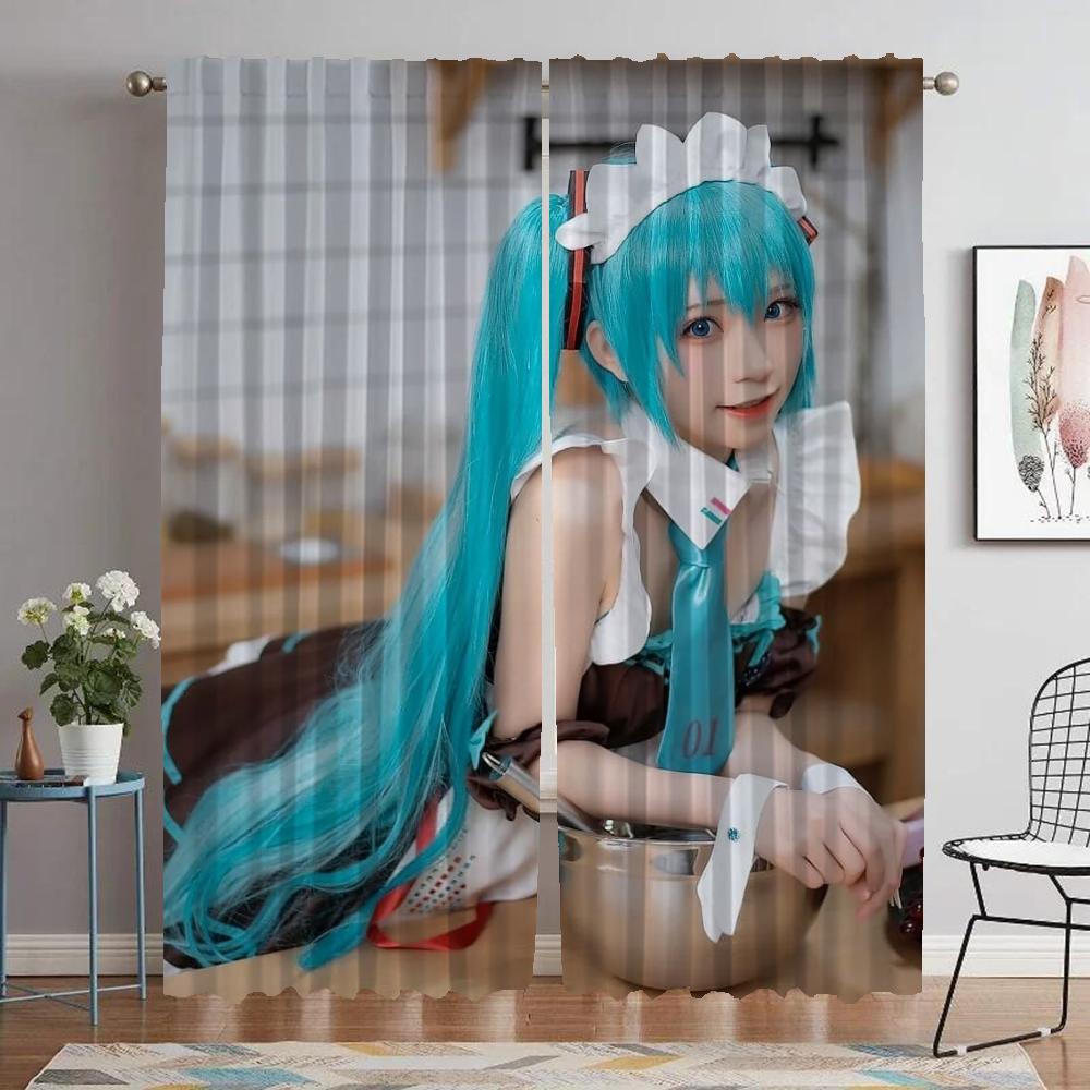Partition Hatsune M-Miku Curtain Window Home Interior Curtains for Camera Curtains Child Room Tulle for Bedroom Shades Living