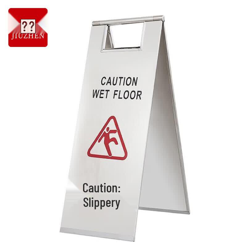 JiuZhen Foldable Stainless Steel A-Frame Caution Wet Floor Sign Caution Wet Floor
