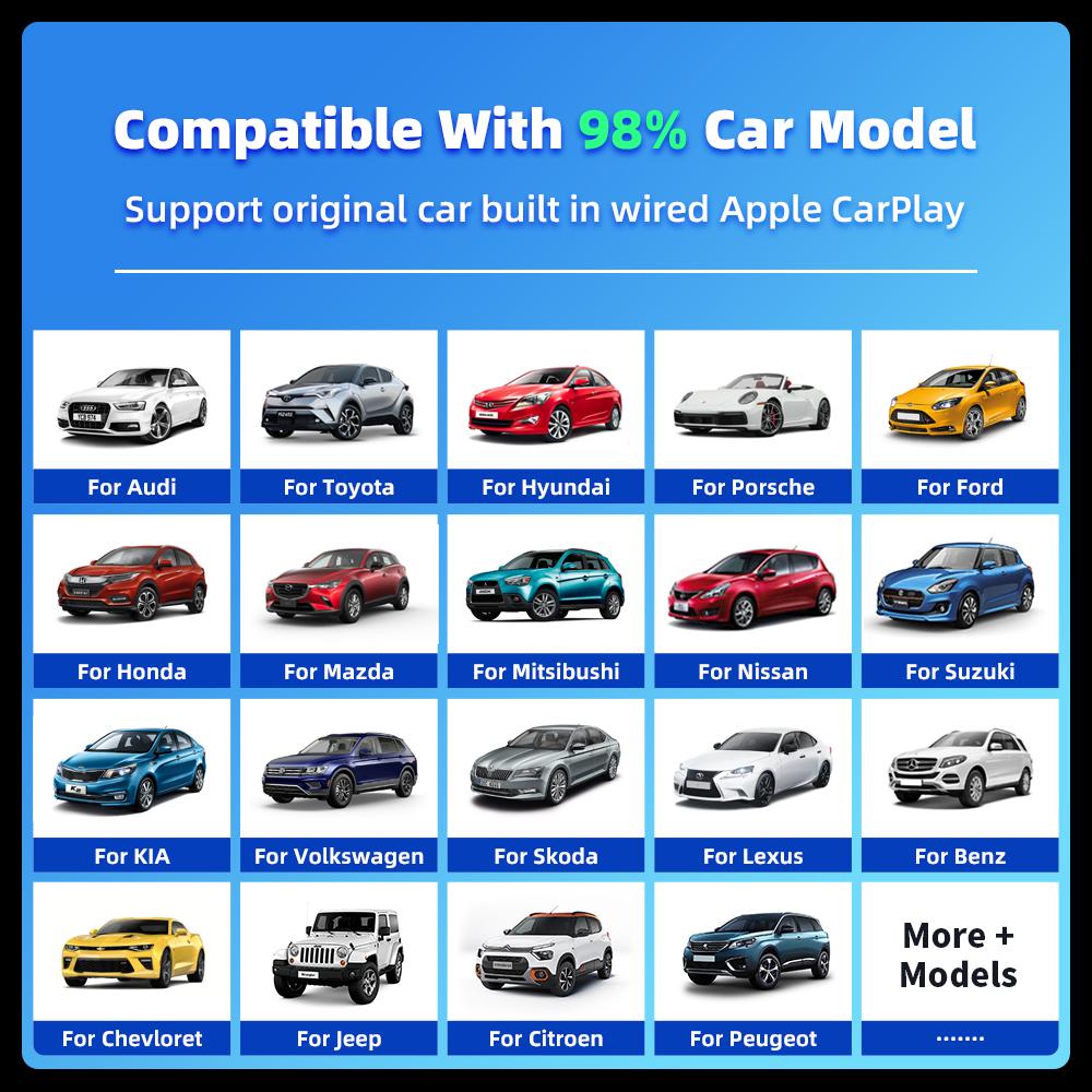 EC09-SI-C USB Mini Wired To Wireless CarPlay Android Auto Adapter 2 In 1 Car Connectivity Box
