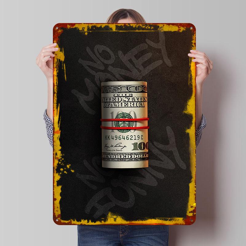 

No Money Room Decoration Garage Decorations Vintage Interior Coffee Bar Accessories Retro Art Mural Posters on the Wall Man Cave 7.9x11.8In(20x30cm)