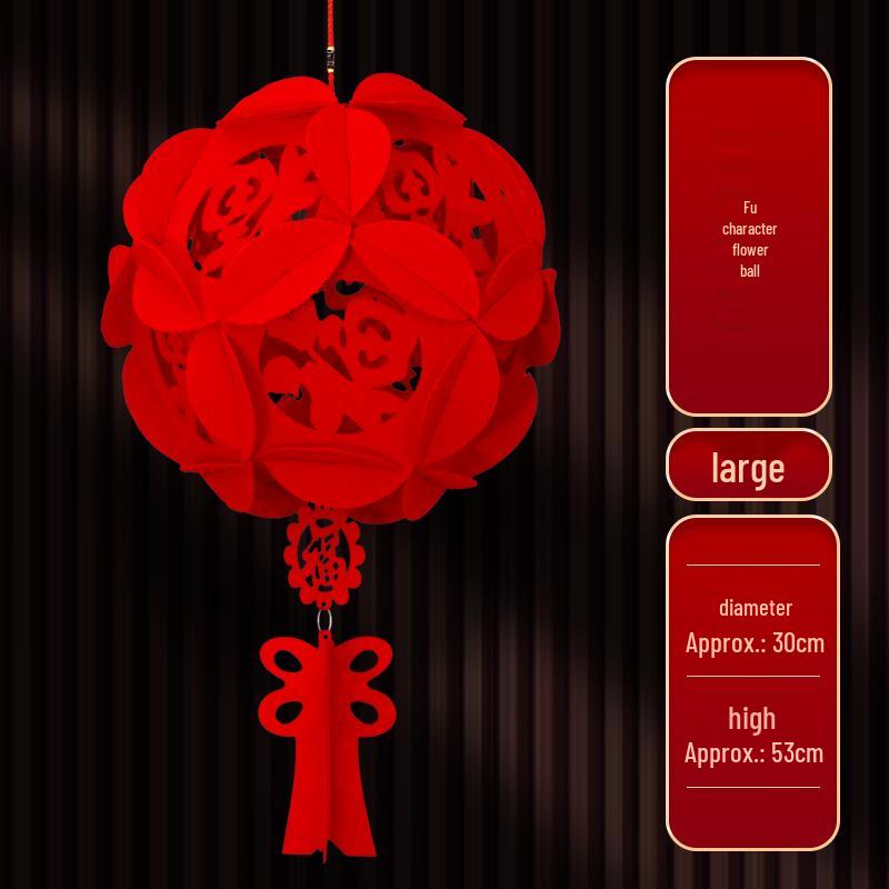 Chinese New Year Red Lanterns & Fu Character Ornaments for Spring Festival Decorations
