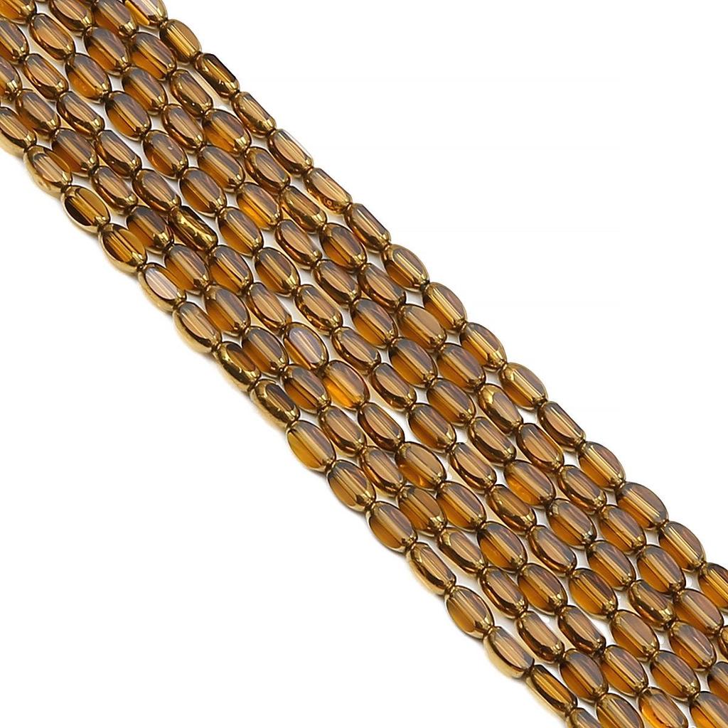 Kleine ovale facettierte Kristallperlen mit Goldrand für DIY-Schmuckherstellung