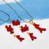 10 PCs Zinc Based Alloy Ocean Jewelry Charms Gold Color Enamel 3D Red Crab Lobster Coral Pendant For Diy Necklace Jewelry Making