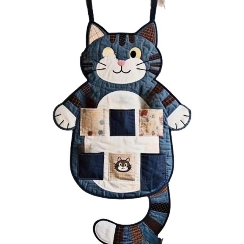 Тканевый настенный органайзер для хранения в форме котенка многофункциональный настенный для организации швейных инструментов вязания и рукоделия 1270₽