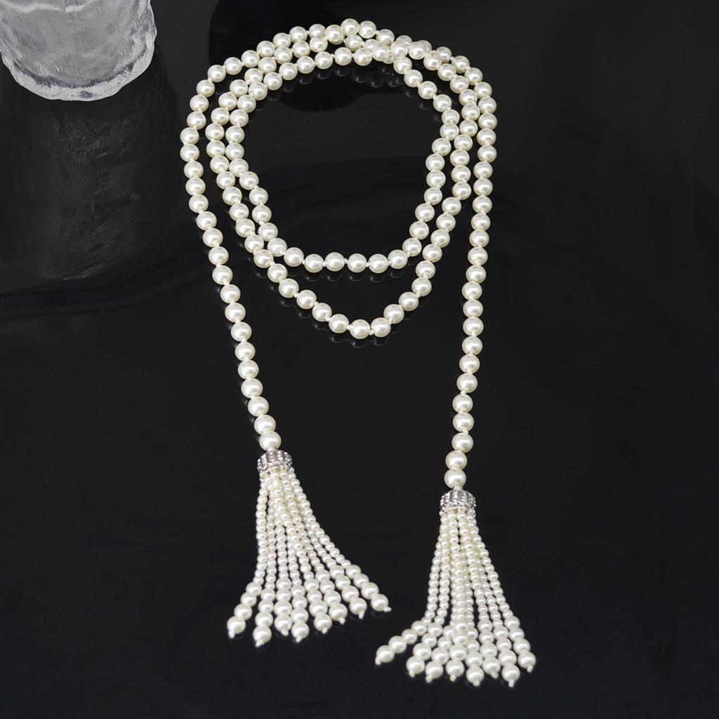 Elegant Stackable Beaded Necklace for Women Pearl Fringe Pendant Sweater Necklace Fashion Luxury Party Jewelry Gifts Daily Wear
