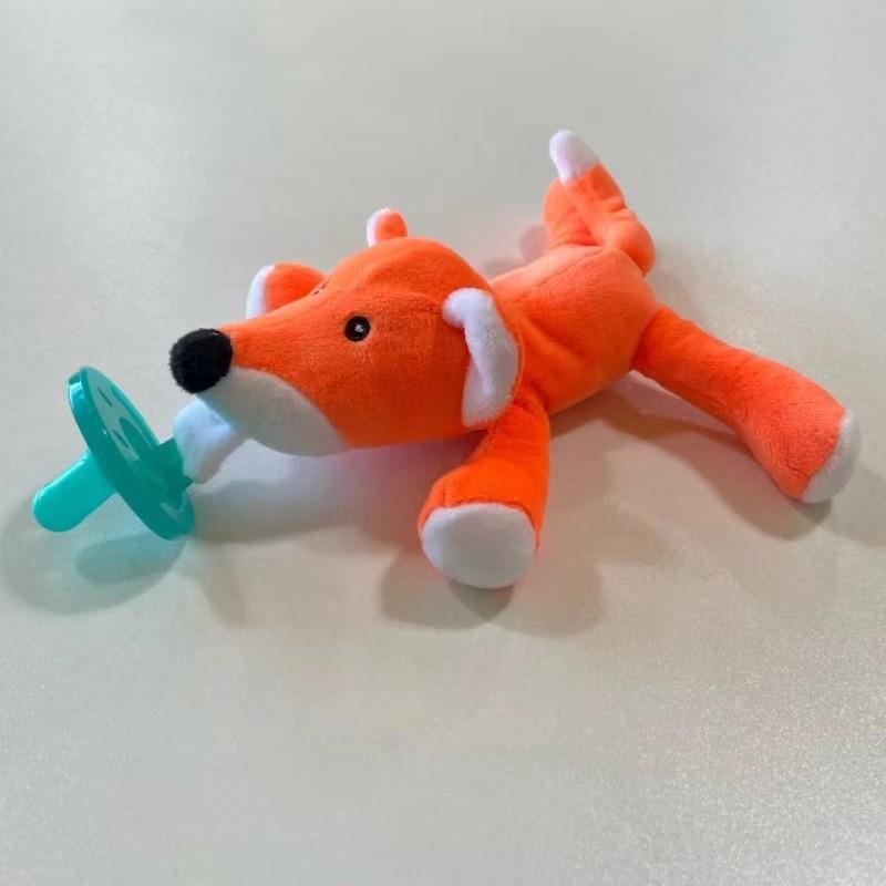 Ciuccio in Silicone con Ciondolo Animale di Peluche per Lattanti e Bambini Piccoli per Alleviare la Dentizione