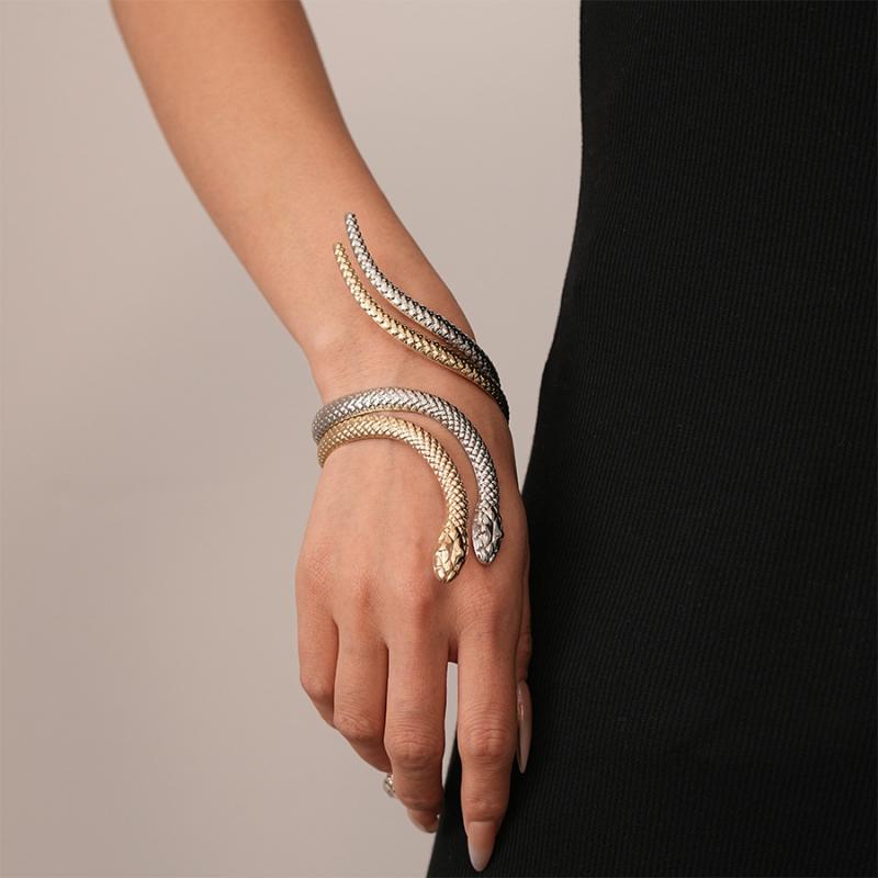 Pulsera Hiphop Punk Forma de Serpiente para Mujeres Hombres Vintage Apertura Retorcida Anillos de Pulsera Conjunto de Joyería con Colgante Statement Y2K