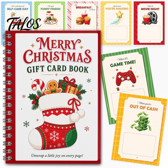 Party Favor Card Holder Merry Christmas Gift Book, DIY Spiral Bound Themed Coil Notebook Booklet, Xmas Gifts for Family, Friends, Celebrations