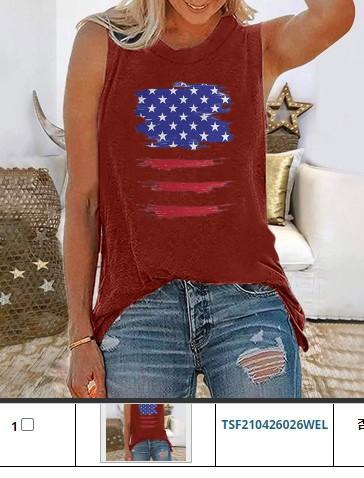 Amazon Wish Clothing Women's Vest Independent Station Summer Fashion American Flag Independence Day Collection