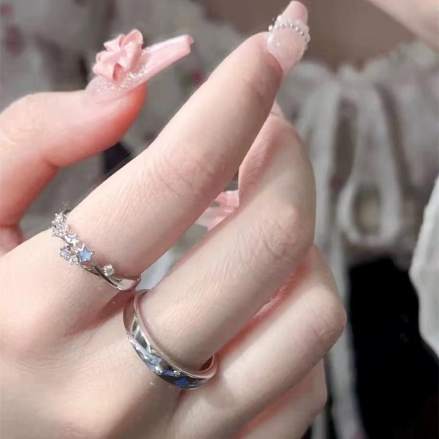 Star Night Couple Ring Female Niche Design High-end Luminous Opening Pair Ring Versatile Temperament Exquisite Ring