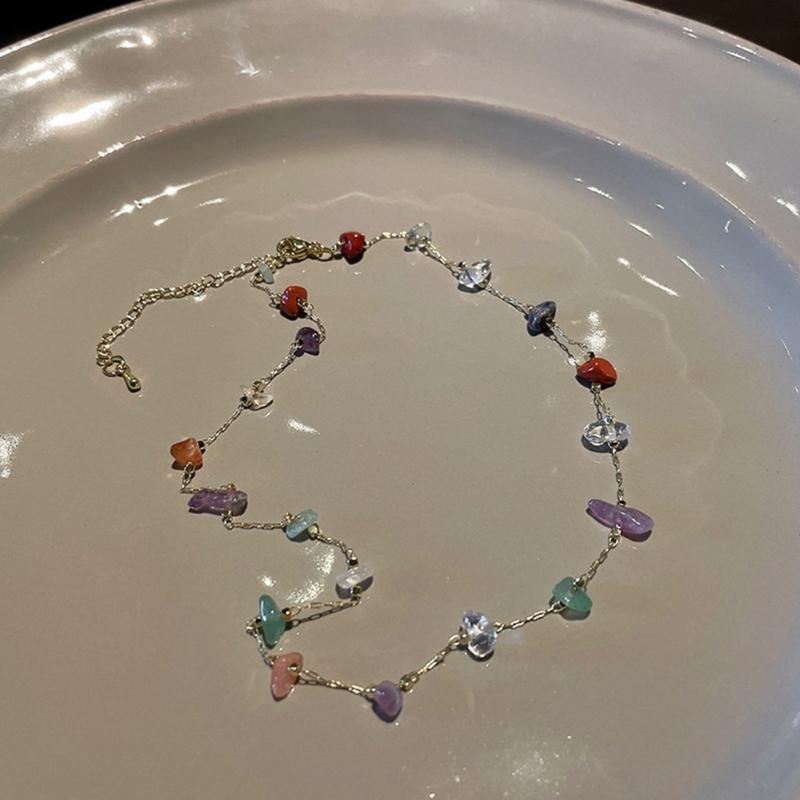 Bohemian Acrylic Bead Charm Necklace Fashion Crystal Irregular Stone Clavicle Chain Bracelets Handmade Jewelry for Women