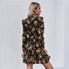 Elegant Women Floral Dress Autumn Long Sleeve High Waist Slim Dresses Female Office Commuter Comfortable Wear Daily Casual Gown