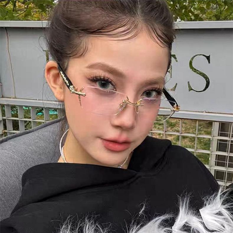 Cut Edge High-end Framless Pochromic Myopia Glasses Silver Gold Blue Light Blocking Eyewear Anti-UV Sunglasses Diopters -4.0