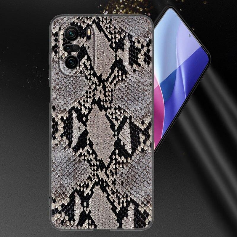 Sexy Python Snake Skin Phone Case For Xiaomi Mi POCO X3 NFC GT M4 M3 12 11T 10T Pro A3 11 Lite NE 5G 12X 11i F3 Soft Black Cover