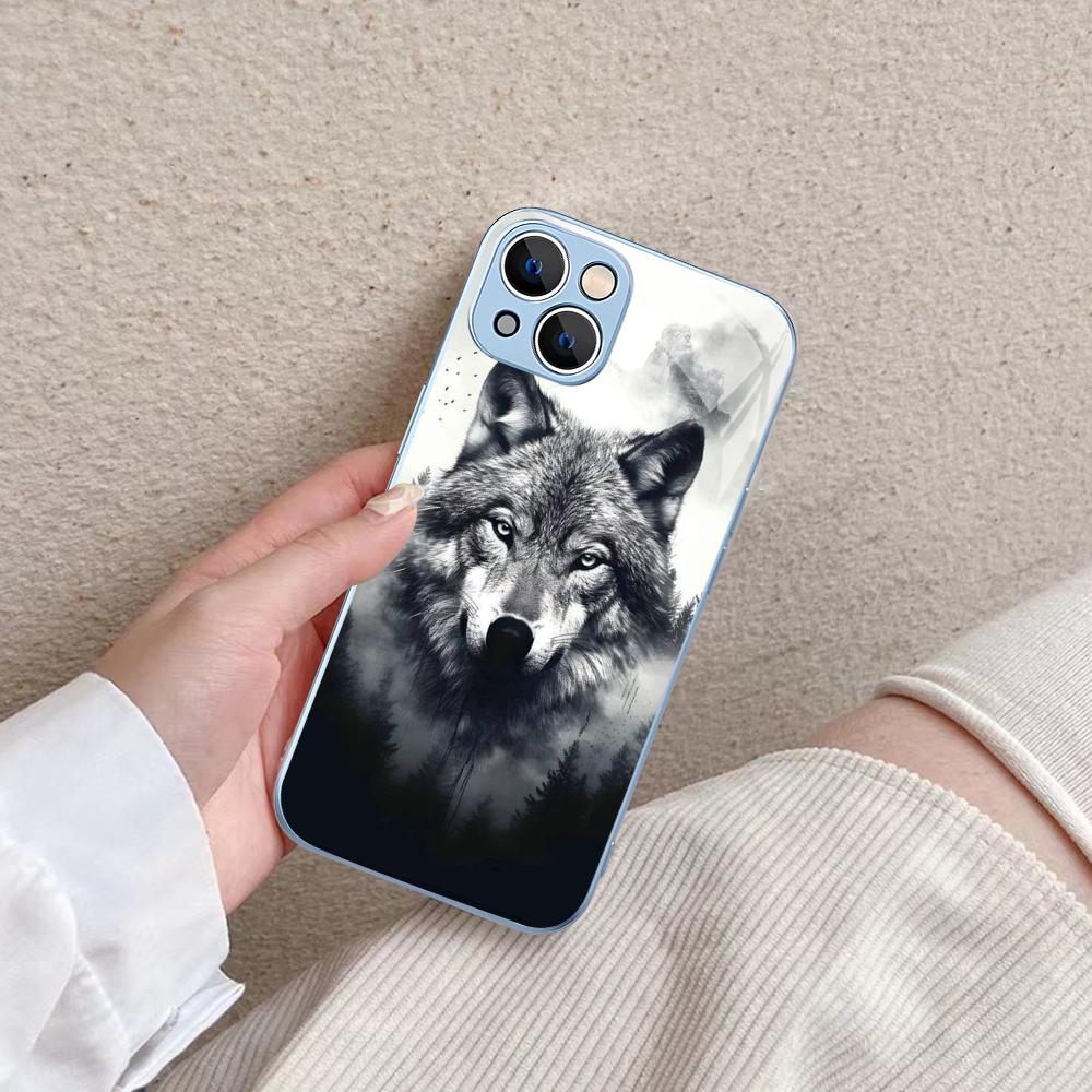 

The Wolf Phone Case Tempered Glass For Iphone 14 13 12 11 Pro Mini XS MAX 14Plus X XS XR Fundas iphone 13 mini