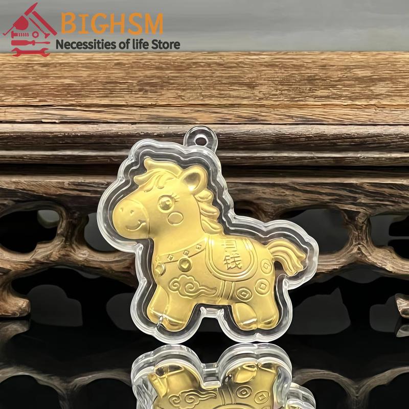 New 1PC 2026 Zodiac Horse Imitation Gold Foil Keychain New Year Lucky Wealth Phone Chain Souvenirs Mobile Phone Key Lanyard Gift