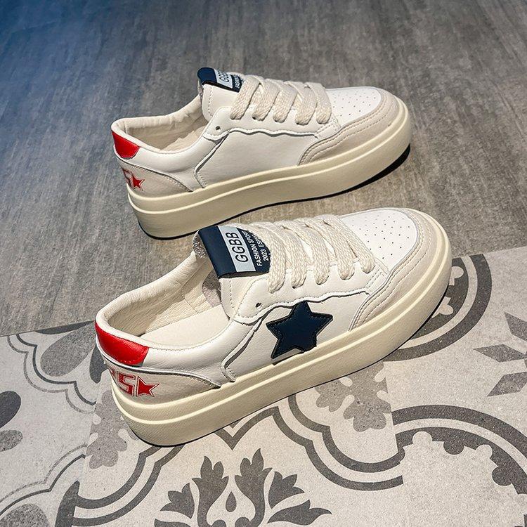 Star platform white shoes children ins2025 spring new versatile foreign style explosion sports and leisure board shoes