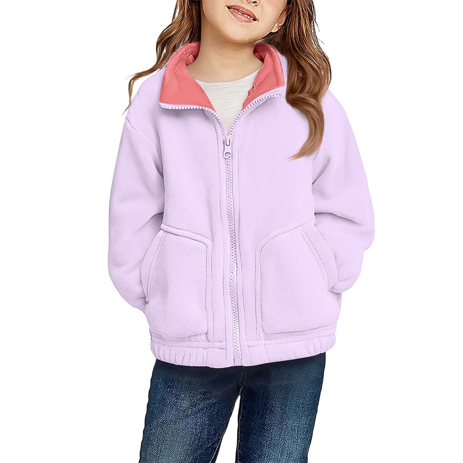 

Children s Fashionable Casual High-neck Fleece Thick Long-sleeved Top Jacket 160 фіолетовий