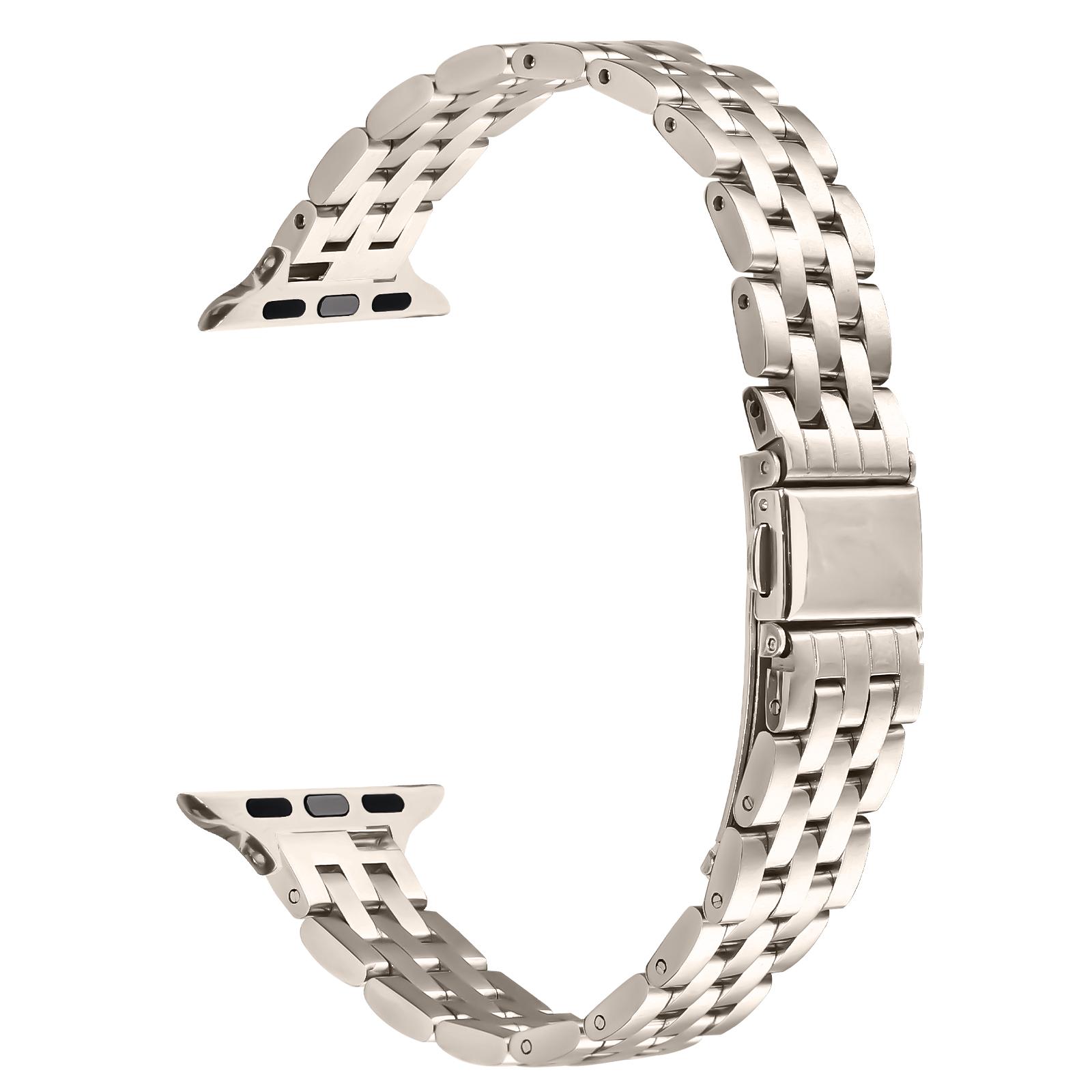 

Watch Band For Apple Watch Ultra 3 2 1 49mm/Series 11 10 46mm/9 8 7 45mm/SE3 SE2 SE 6 5 4 44mm/3 2 1 42mm Slim Five-Bead Stainless Steel Strap F