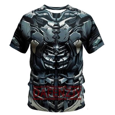 Summer Round Neck 3D Mechanic Printed Top Fashionable Casual Short Sleeved Men's T-shirts