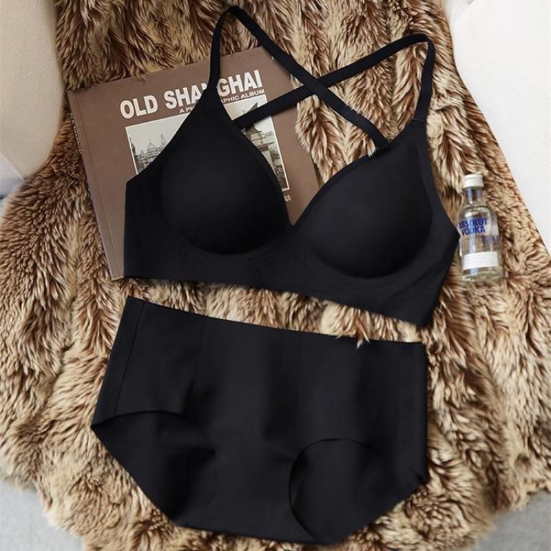 Womens Seamless Wireless Push-Up Bra With Backless Design Thickened Under-Cup Support No Visible Lines Slimming Effect