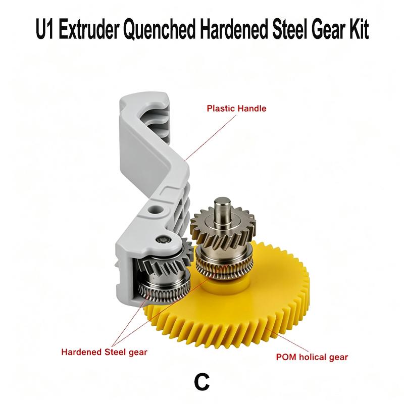 Verbessertes Extruder-Zahnrad-Kit, ERDOBERFLÄCHE, Gehärteter Stahl mit hoher Härte, DLC-Beschichtung Verschleißfest, Ersatzteile für 3D-Drucker der U1-Serie