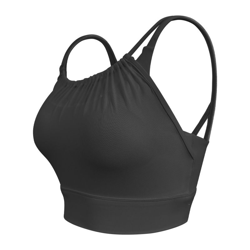 

Export Fashion Running Sports Fitness False Two-Piece Patchwork Elastic Breathable Mesh Camisole Yoga Bra Tops Women Black Vest L