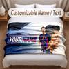 Robert Lewandowski Printed Flannel Blanket Custom Name Text Soft Warm Throw For Bedroom Holiday Gift