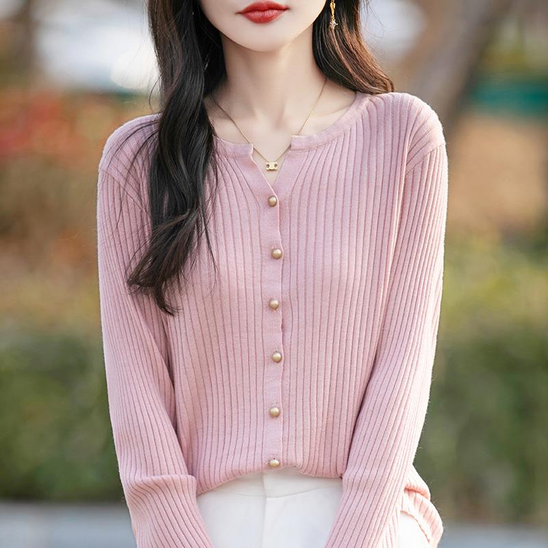 Women's Lightweight 50% Wool 50% Mulberry Silk Cardigan - 4-Season Versatile Knitwear for All-Year Comfort & Style