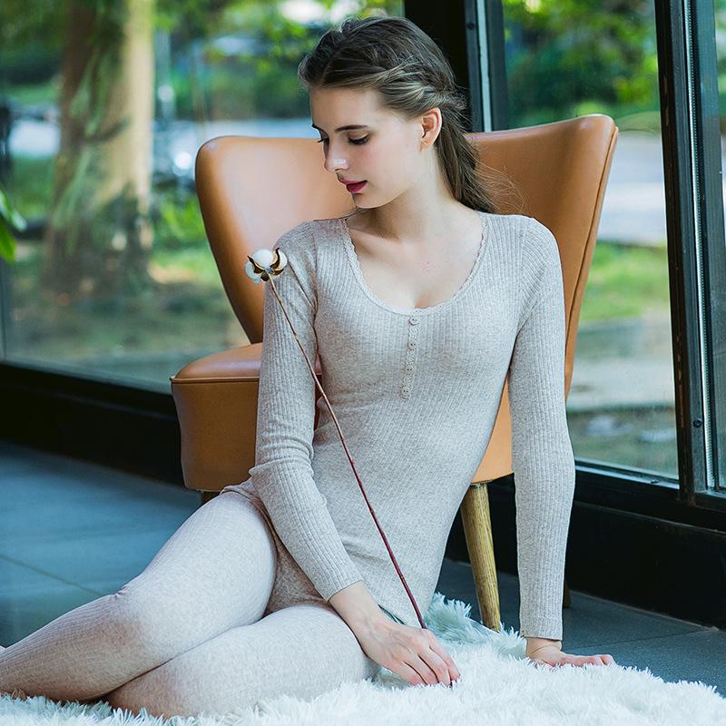 Γυναικείο Βαμβακερό Σετ Αδυνατίσματος: Ριγέ Φθινοπωρινό Παντελόνι & Ζεστό Σουέτερ Εσώρουχο Σώματος