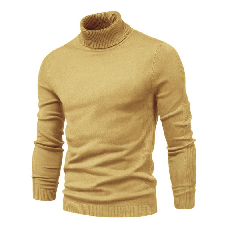 Autumn Winter Casual Men's Solid Color Pullover Sweater High Collar Men Knitwear Sweaters